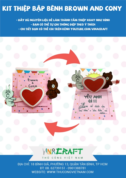 Kit thiệp bập bênh Brown and Cony